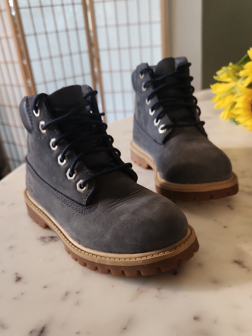 Timberland Blue Suede Work Boots with Tan Lug Sole Sz11 Toddler